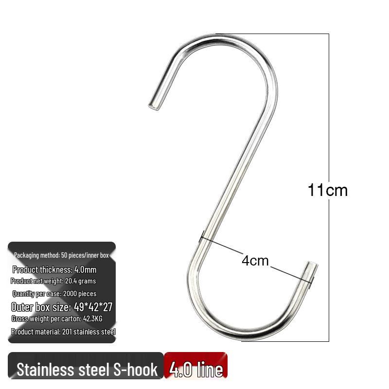 Solid Stainless Steel S-Shaped Kitchen Hooks – Multi-Functional & Thickened Design