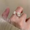 Elegant French Pearl Adjustable Ring for Women - Light Luxury, Chic Index Finger Accessory