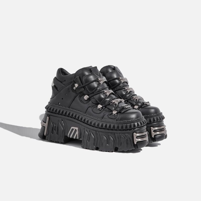 

Мужские и женские ретро панк металл рок гот высокие кроссовки на платформе, увеличивающие рост 39 чёрный