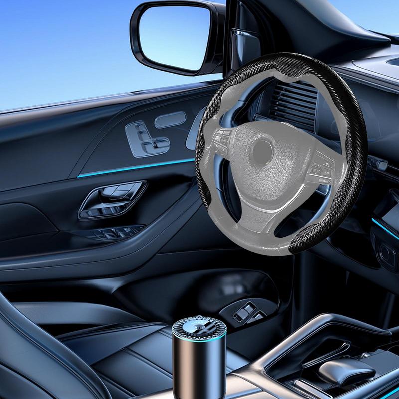Carbon Fiber Car Steering Wheel Cover Universal Non-slip Steering Wheel Booster Cover Anti-Skid Accessories