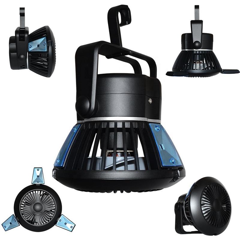 Portable LED Camping Lantern with Ceiling Fan - Solar Power USB Rechargeable Tent Light Fan for Outdoor Camping Hiking