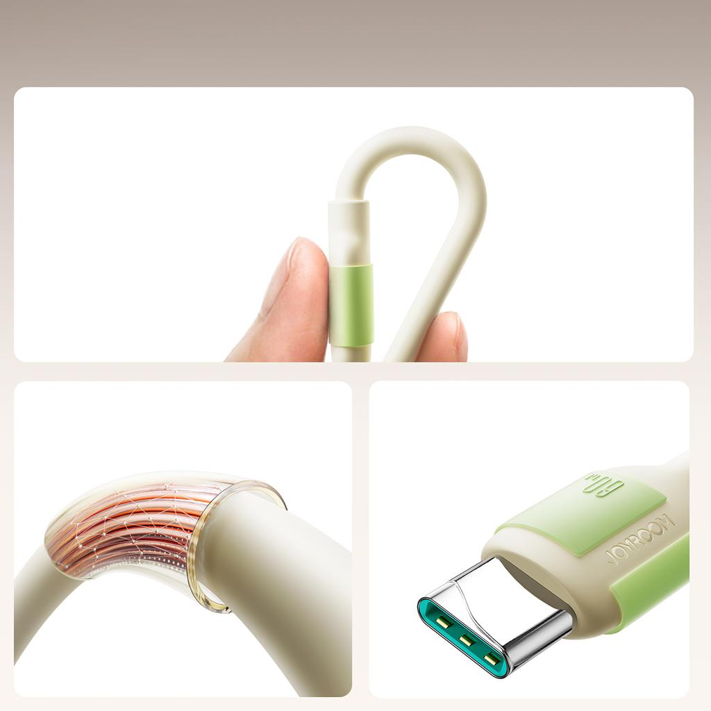 USB-C - USB-C cable with fluorescent tip 60W 1.2m - beige