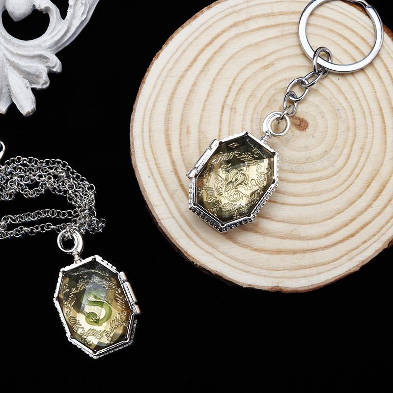 Harry Potter Slytherin Pendant Necklace With Box Keychain For Harry Potter Fans