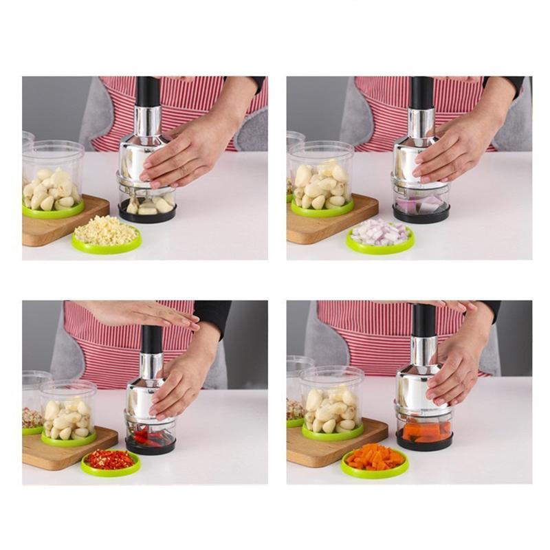 Lökhackare i rostfritt stål Handtryck Mathackare Skärare Skivare Skalare Manuell Grönsaks Vitlök Kök Rivjärn Verktyg