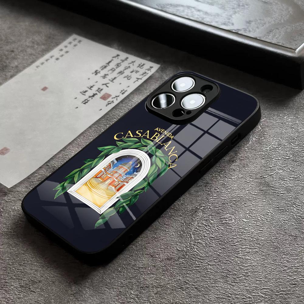 

AVENIDA Casablanca Чехол для телефона Для IPhone 17 Pro Max 14 Pro 15 12 11 13 Mini X XR XS 16 Plus SE Стеклянная крышка iPhone 17Pro