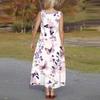 Women's Casual Floor-length Sundress Summer Beach Dress Round Neck Sleeveless Loose  Print Sundress