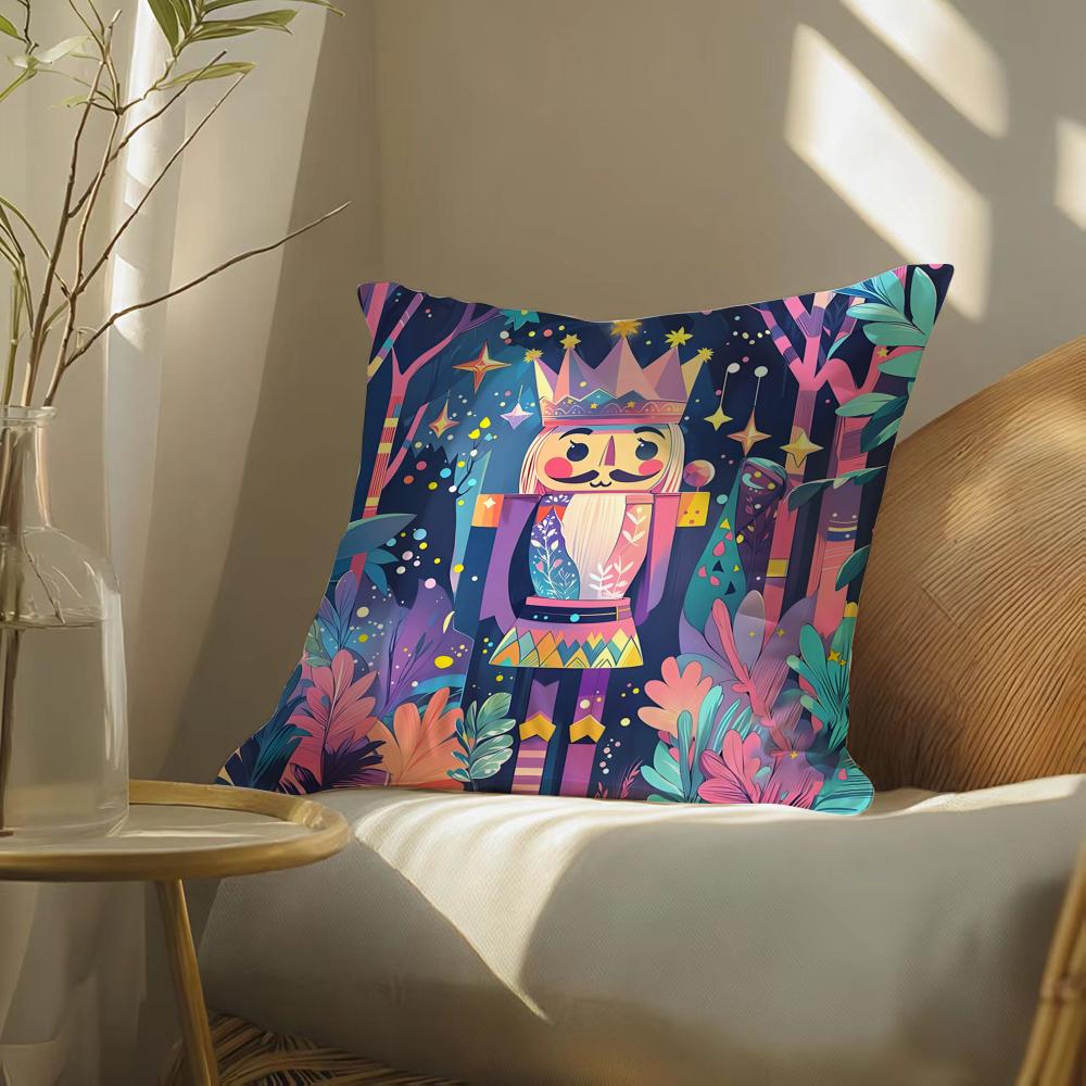 Cute Cartoon Prints For Kids Pillow Case Double-Sided Plush Sofa Cushion Covers Organic Breathable Invisible Zipper