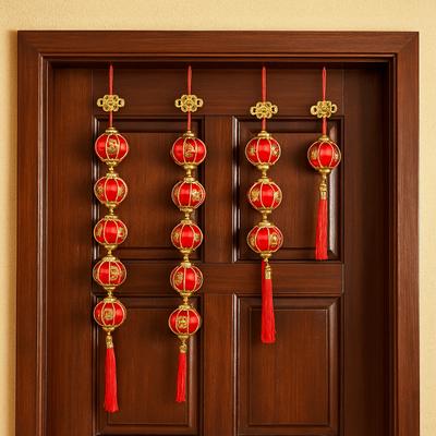 Chinese Style New Year Lantern String Fu Character Handmade Door Lantern Pendant Traditional with Tassels