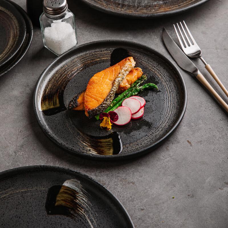 Donzhu Retro Ceramic Flat Dinner Plate