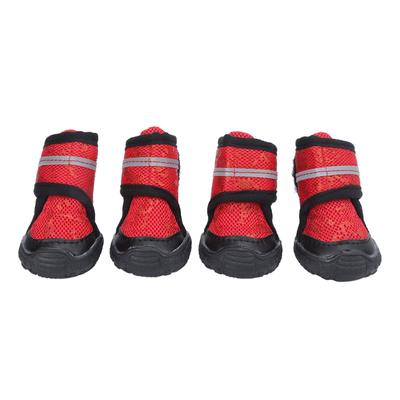 Haustierschuhe Verstellbare Rutschfeste Outdoor-Hundestiefel für Kleine, Mittelgroße und Große Hunde(Rot 4,5 cm 1,8 Zoll)