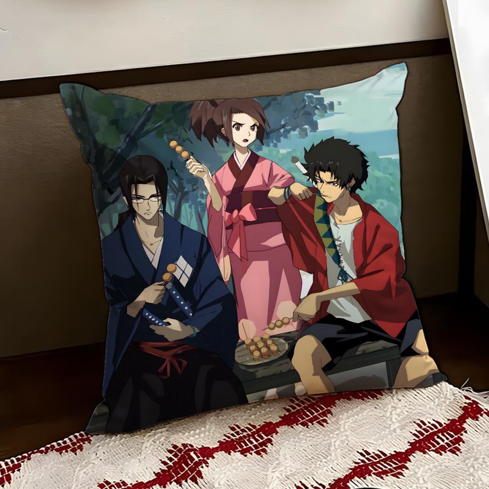 

SSamurai CChamploo Anime Cushion Cover Reversible Soft Durable Pillow Cover Home Car MultiScene Use for Daily Comfort 30X30cm