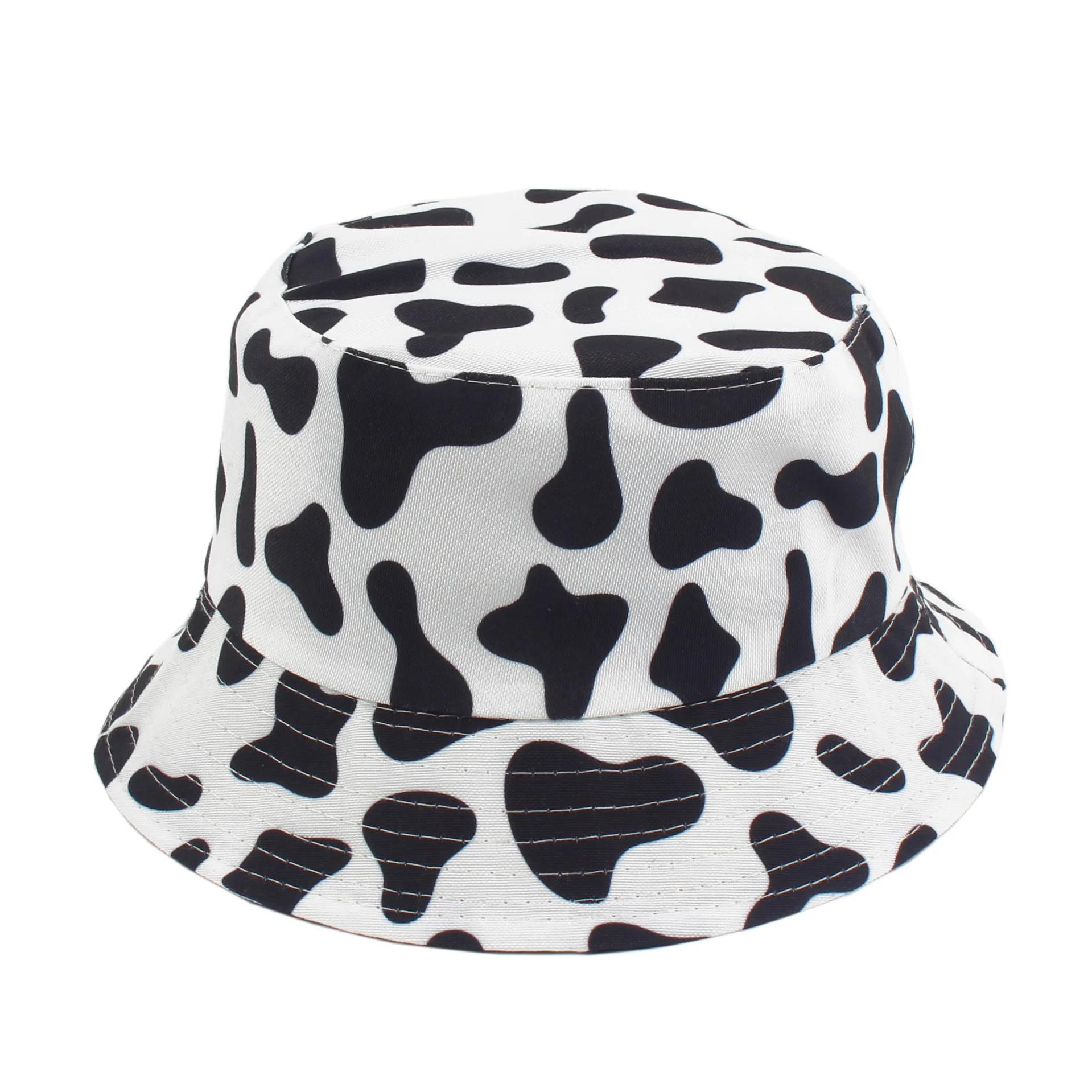 Cow Double-Sided Black and White Cow Panda Zebra Pattern Bucket Hat Women s Summer Double-Sided Hat