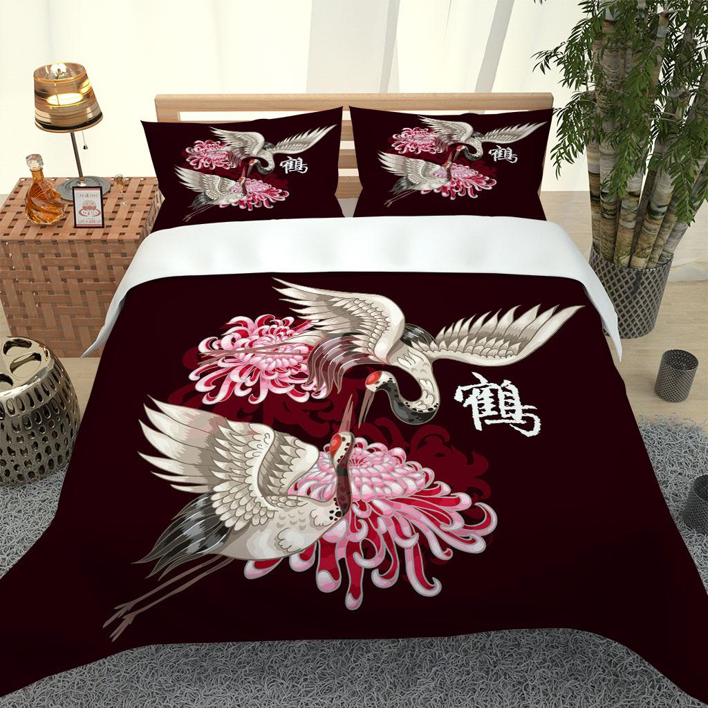 

3D Animal White Crane Hd Постельное белье Queen Пододеяльник Наволочка Постельное белье King Twin Полный Двухместный Односпальная Спальня W90xL190cm