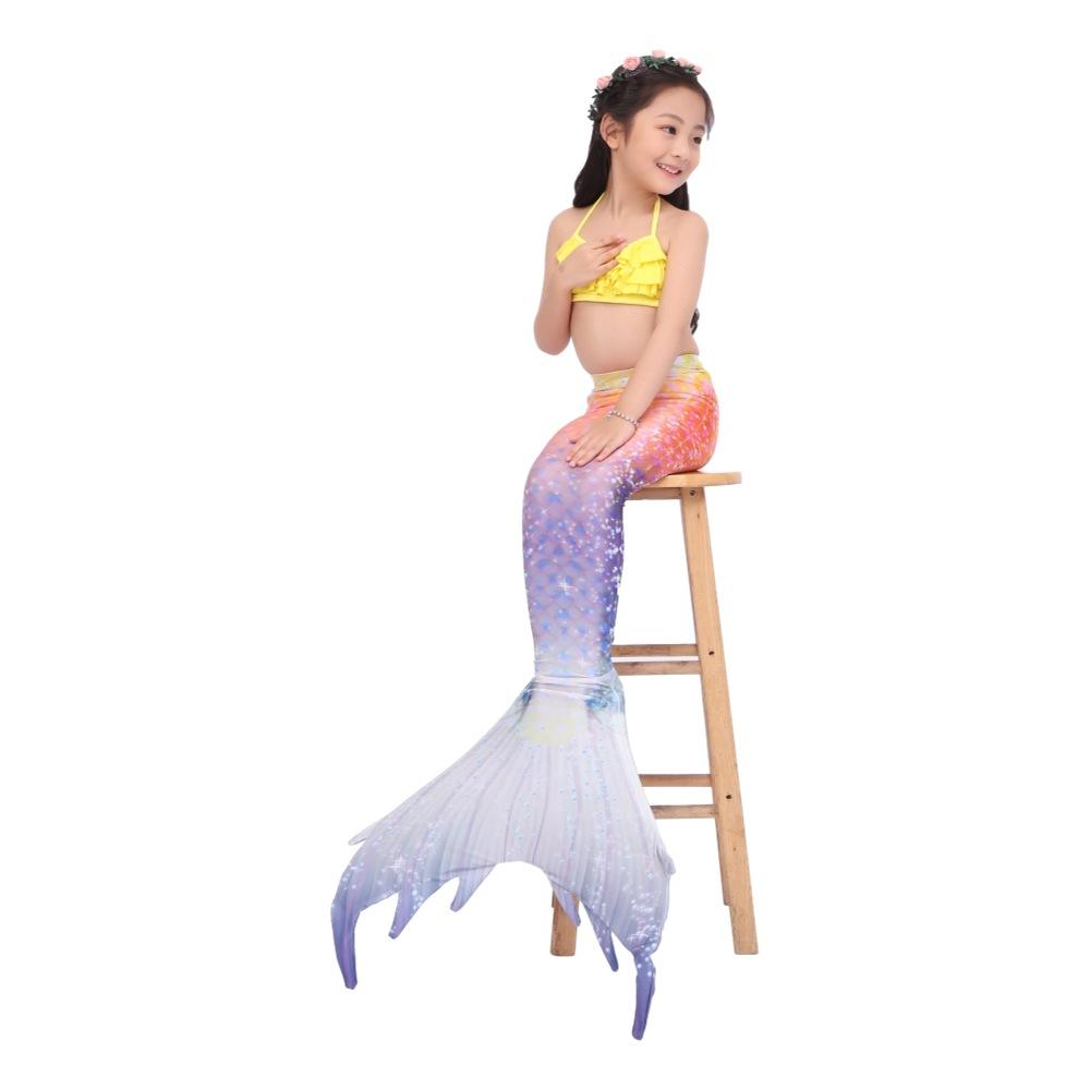 Costume da bagno da sirena per bambini, top a fascia da sirena, coda di pesce, vestito da principessa per bambine