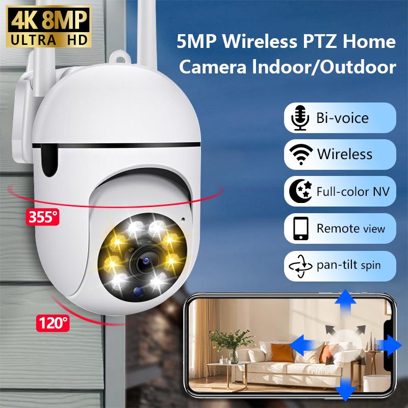 5Pcs 5MP WiFi Camera 2.4G Security Surveillance PTZ IR Night Vision Motion Detection Home Security Camera with 2 Antennas for Child
