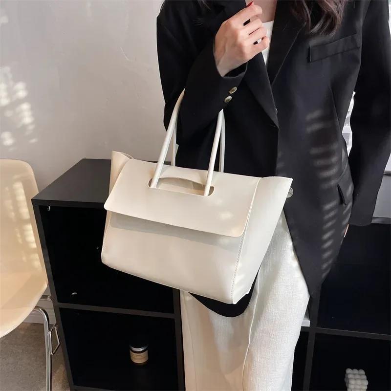 Fashion Women Shoulder Bags  New Large Capacity Handbags Simple Retro Tote Bags Solid Color Famous Brand High Quality Bags