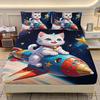 Cat Astronaut Pattern Mattress Three-Piece Digital Printing Mattress Bedding Set Adult Children