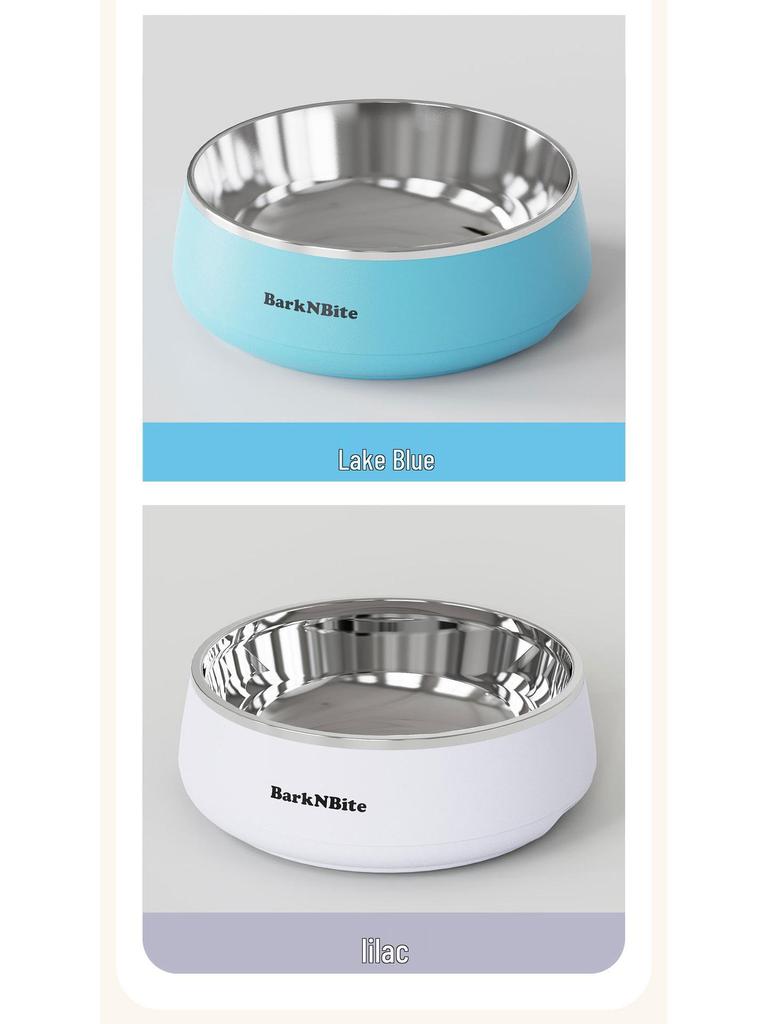 Lake Blue Anti-Tip Stainless Steel Dog Bowl for Medium & Large Pets with Slow Feeder