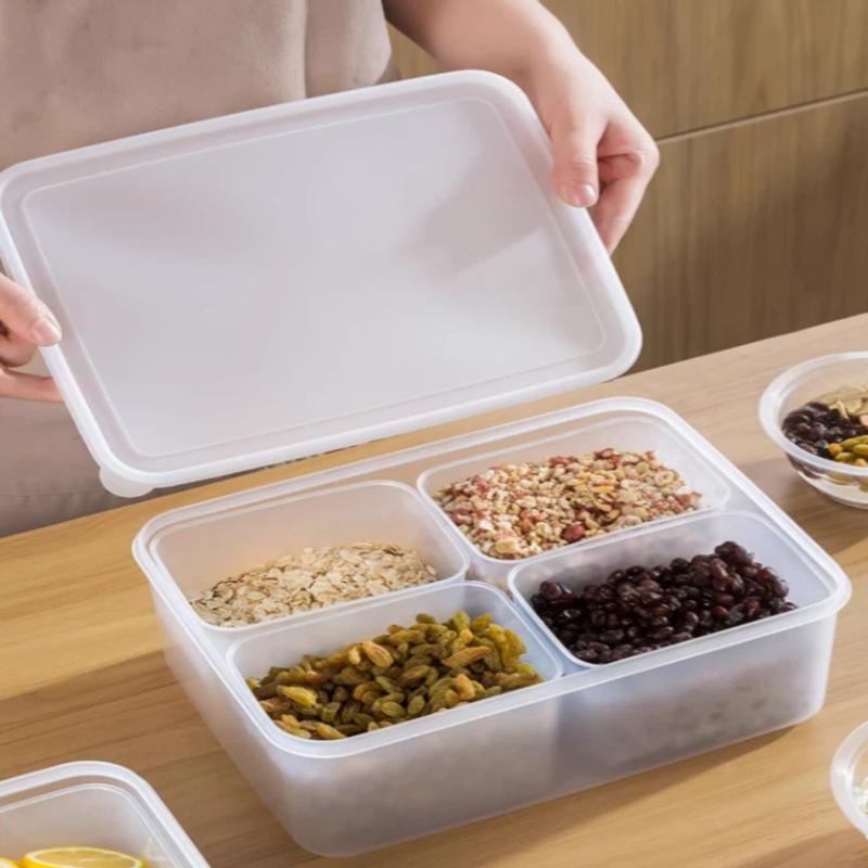 4 In 1 Transparent Fridge Storage Crisper Box M/L Size BPA Free for Meat Vegetable Meal Prep Pantry Use