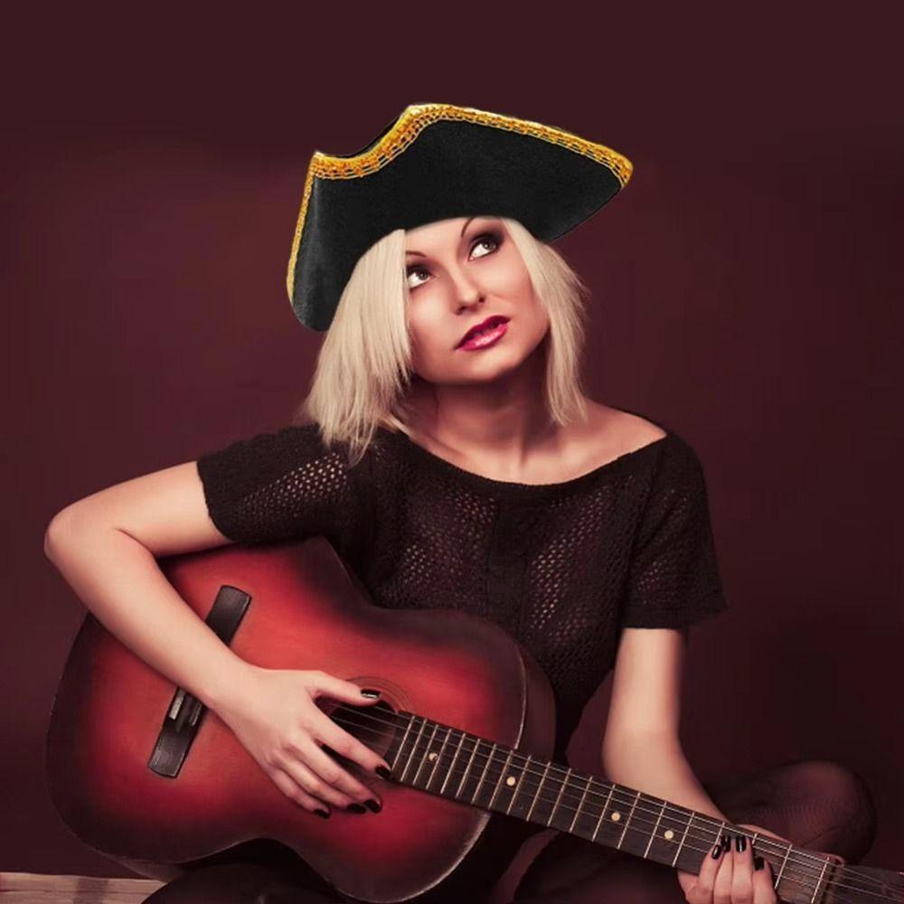 Stage Performance Cosplay Pirate Hat Dress Up Adult Tricorn Hat Captain Hat  Photography Props