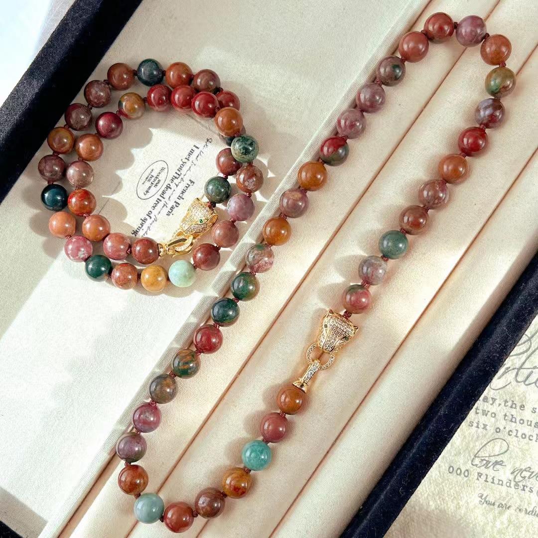 

Vintage High Quality Natural Alxa Stone Clavicle Chain Necklace Sweater Chain