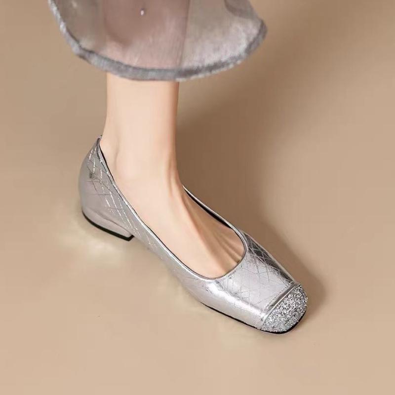 2026 New Casual Women Silk Square Middle Heels Shallow Lady Fashion Wedding Bridal Square Toe High Quality Women Pumps