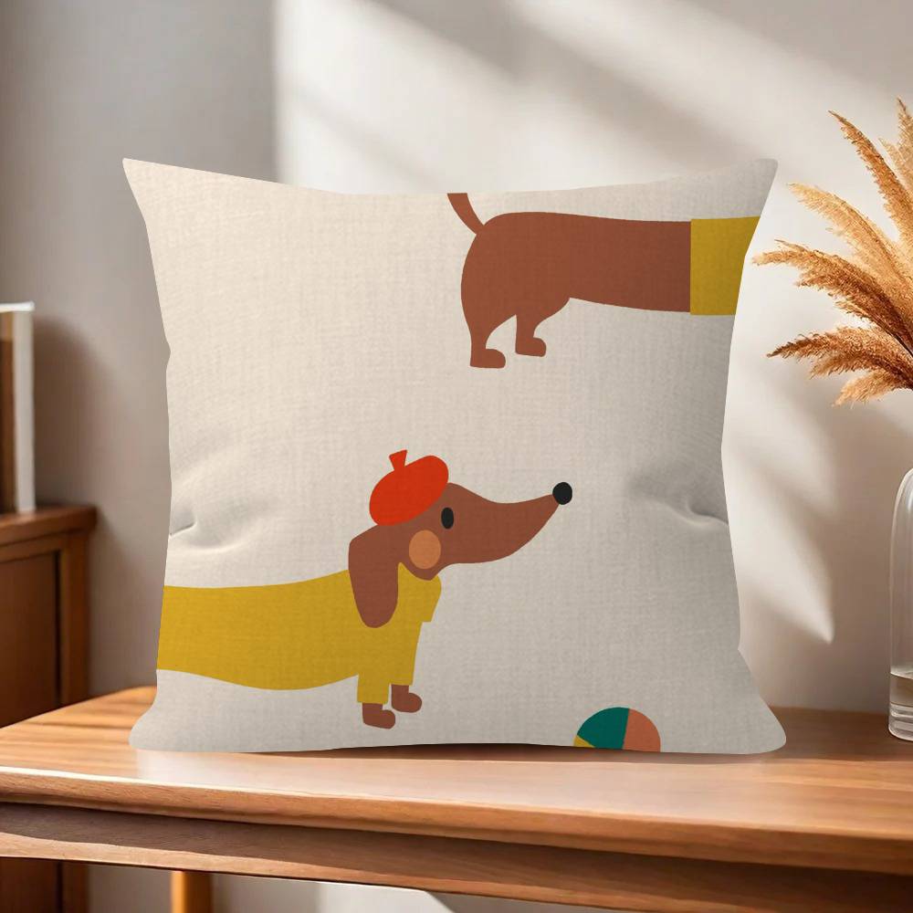 Sausage Dog Dachshund cute Pillowcase toon Gift Cushion Cover Bedroom Home Sofa Chair Seat Decor pillow case