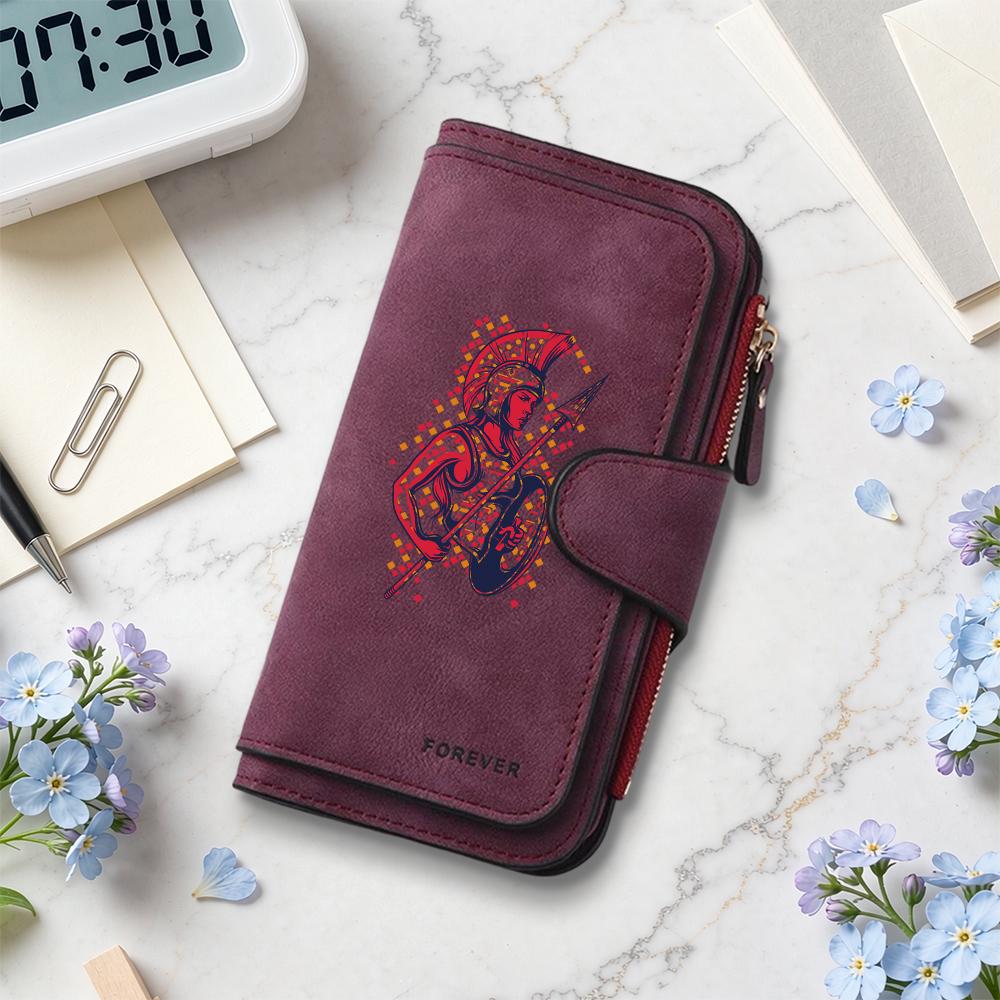 Stylish Warrior Pattern Long Wallet Multi Card Holder Purse for Daily Use