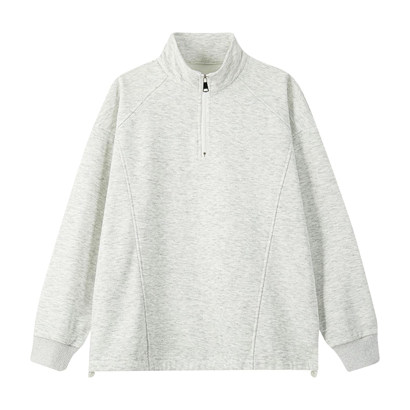 

Флисовая толстовка с воротником-стойкой и полумолнией, модный повседневный спортивный топ XL белый