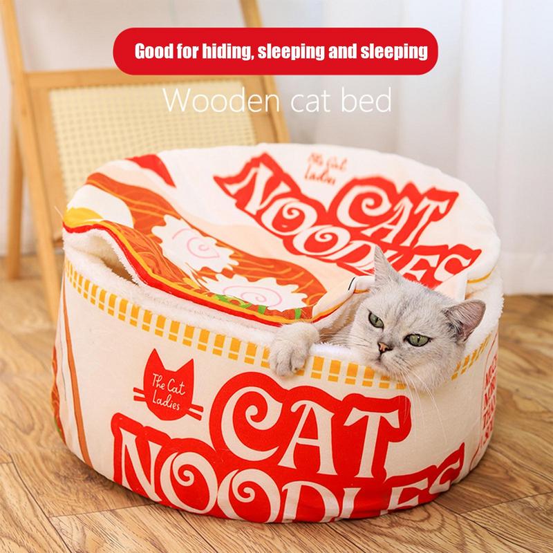 Ramen Noodle Cat Bed Noodle Bowl Soft Pet House All-Season Pet Kennel With Removable Cushion For Small Medium Large Dogs