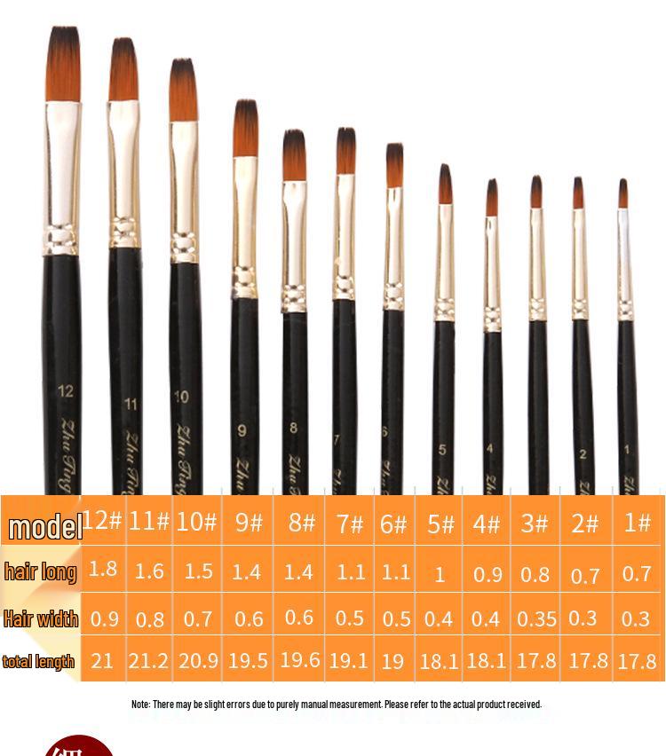12-Color Double-Sided Nylon Bristle Round Tip Watercolor & Oil Painting Brush Set