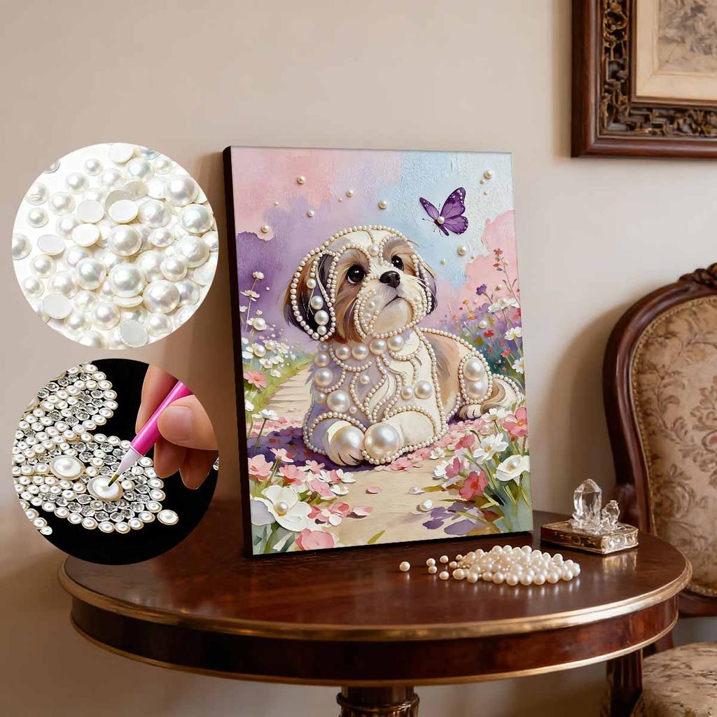 DIY Pup Pearl Diamond Art Painting Kits for Adults and Beginners, Fine View Sparkling Painting Craft Home Wall Decor Handmade Gift