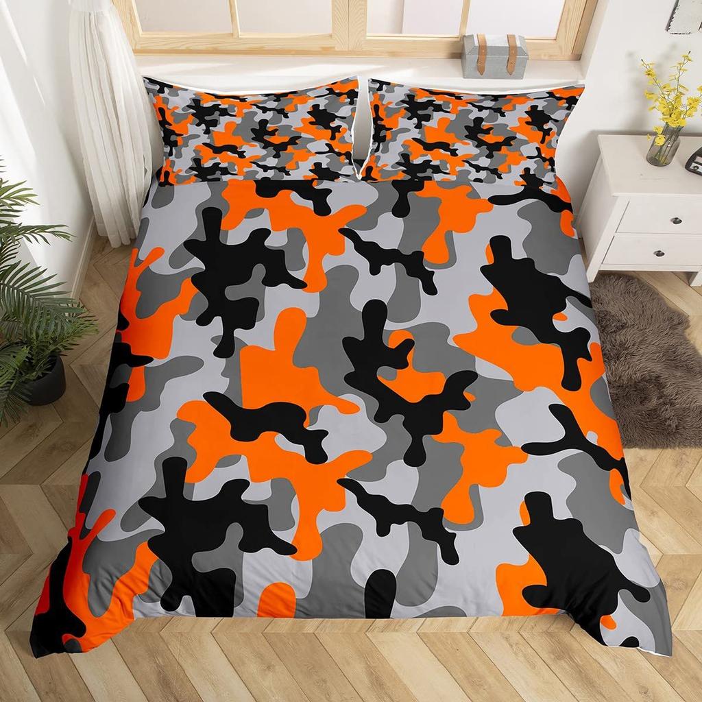 Red Camouflage Pattern Duvet Set Three-Piece Set Bedding Bedroom Decoration