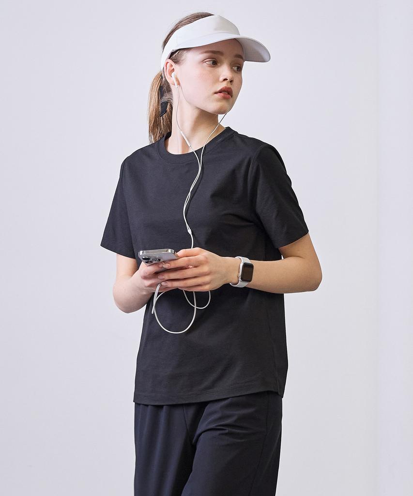 BASIC HOUSE Women'S Breathable Sorona Regular Fit Plain Short Sleeve T-Shirt Black