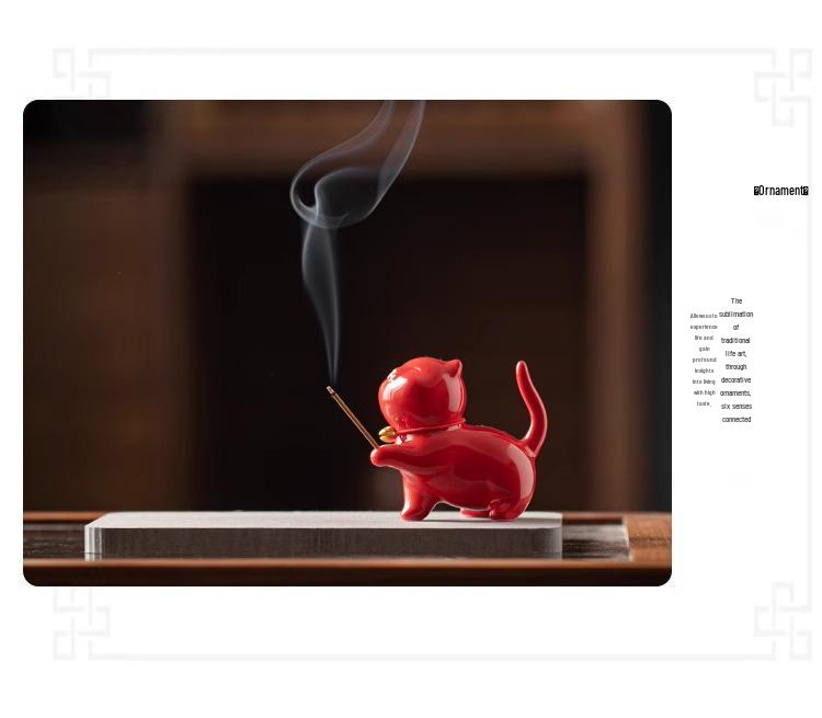 Ceramic Cat Incense Holder - Cute Aroma Burner for Home and Office
