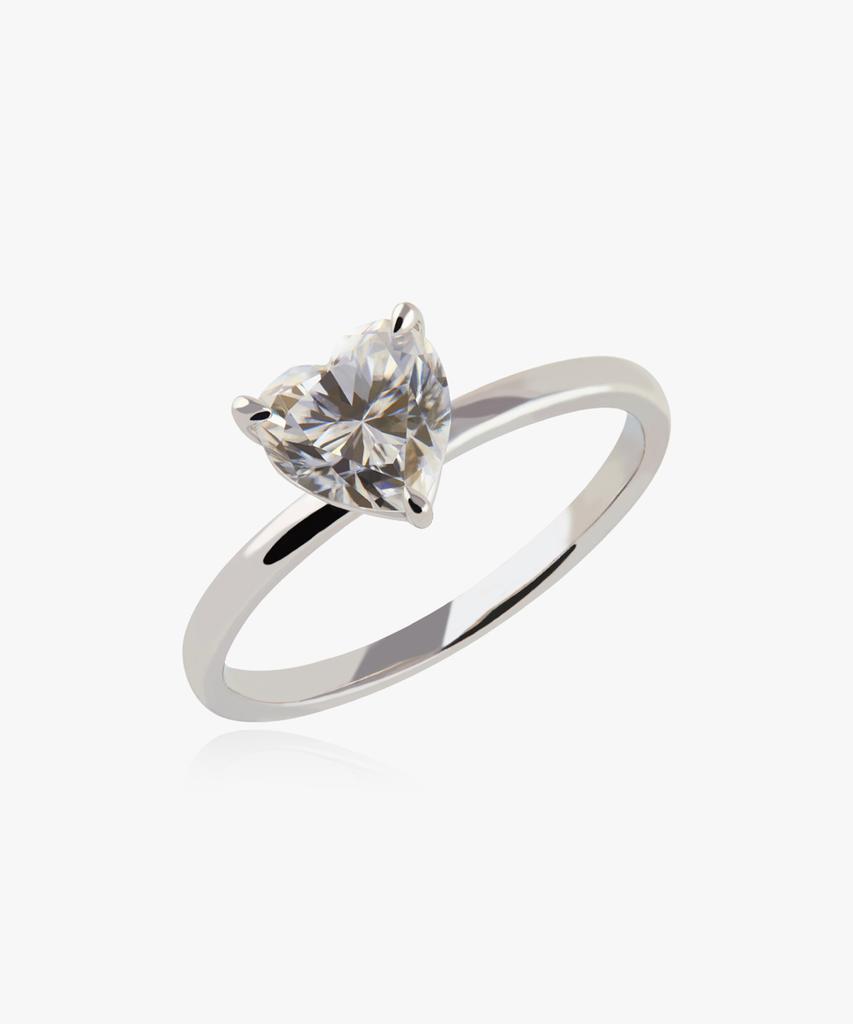 Helene Jewelry Silver 925 1-Carat Heart Cut Moissanite Miss Ring (Type A)