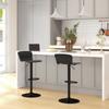 Set of 2 bar stools, height-adjustable bar chairs, backrest and footrest, 38.5x40x76.5-97.5cm, black