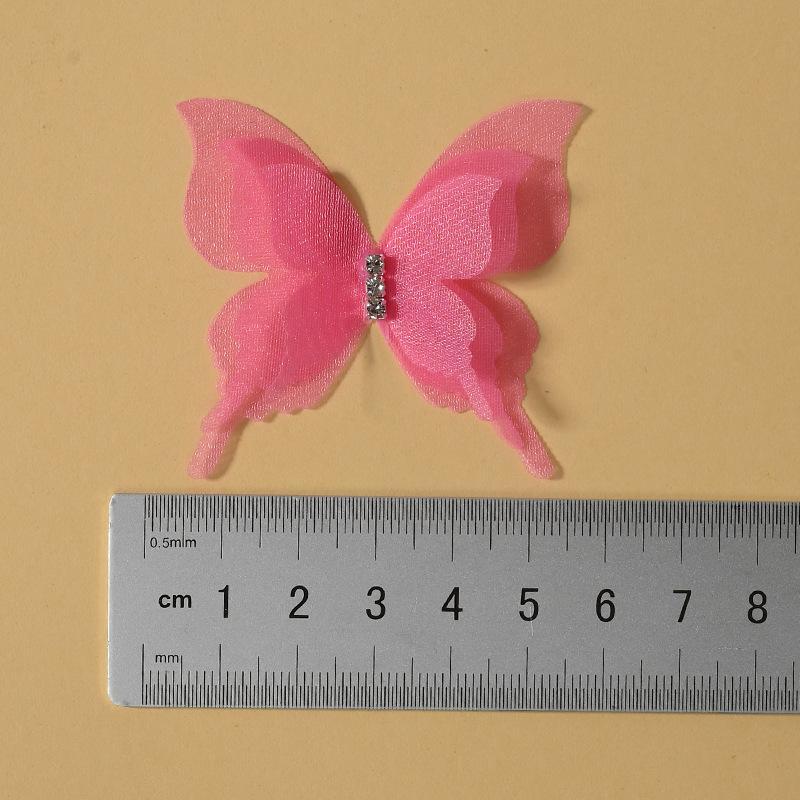 10Pcs Lightweight 3D Organza Butterfly Brooch Pins Shiny Rhinestone Lapel Pins for Bridal Wedding Dress Decor