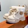 Fleece warm snow boots women's thick-soled heightening white Martin boots cute short boots women
