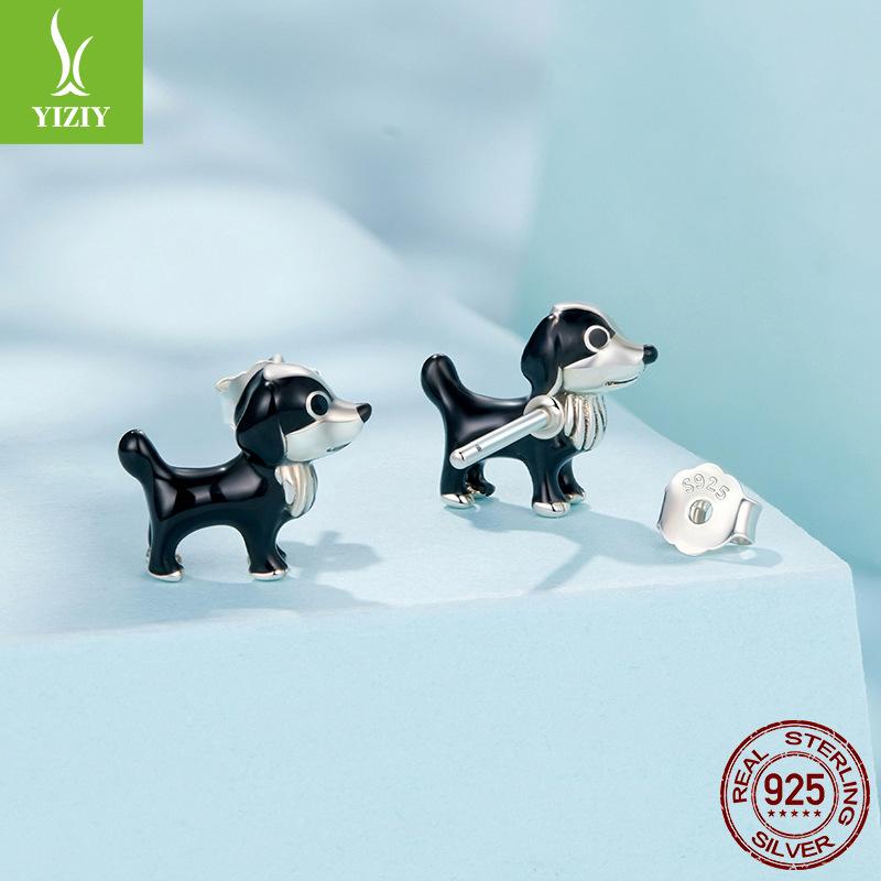 Cute Pet Dog Stud Earrings Cute Pet Animal S925 Sterling Silver Puppy Stud Earrings