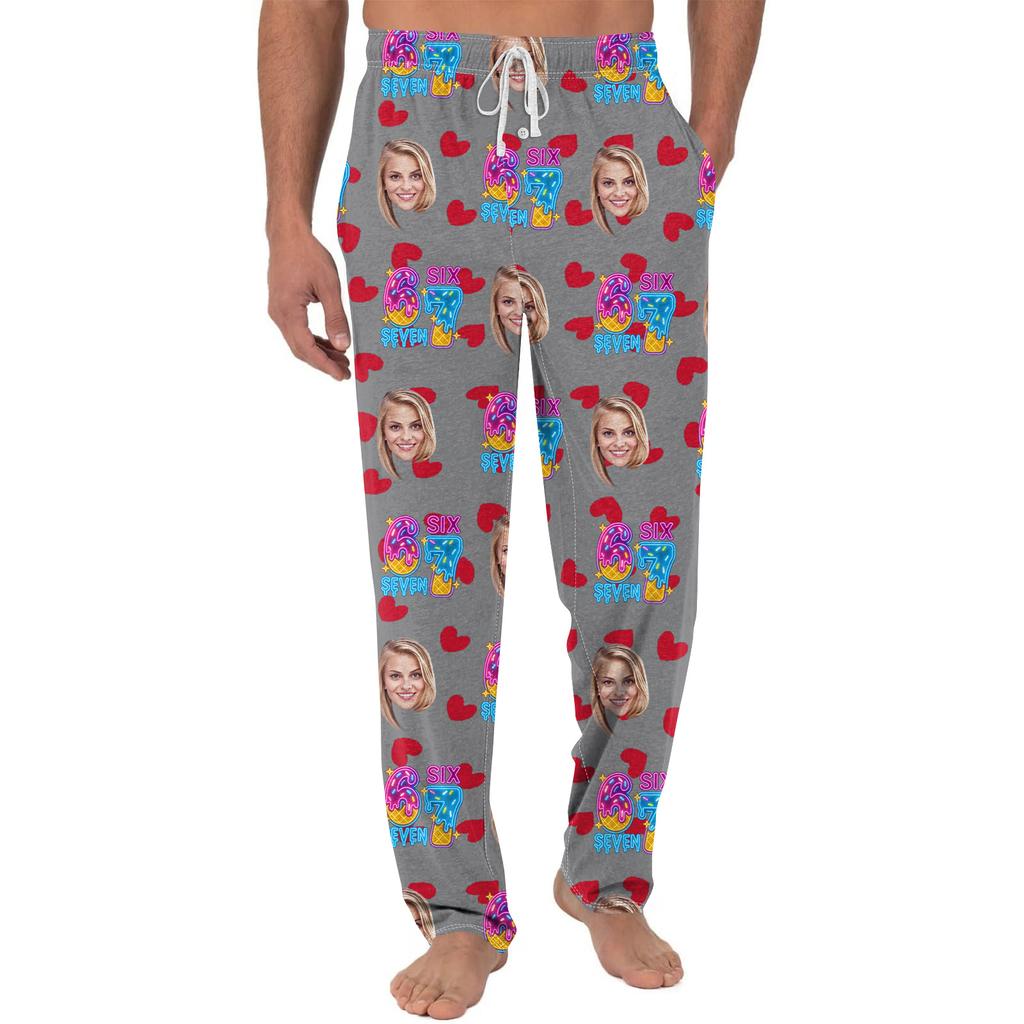 Men's Casual Home DIY Custom Pajamas Pocket Drawstring Design Casual Trousers