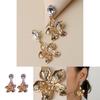 Gold Tone Floral Earrings With Sparkling Stones For Womens Office Wedding And Festive Wear
