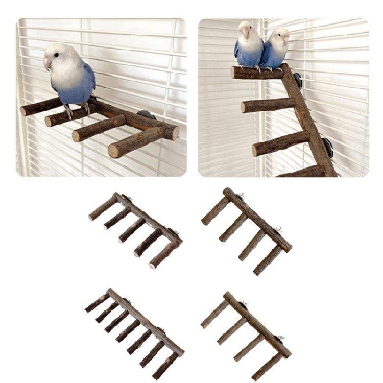 Bird Perch Ladder Wood Stand Cage Toy for Nail Grinding, Chewing for Parakeets