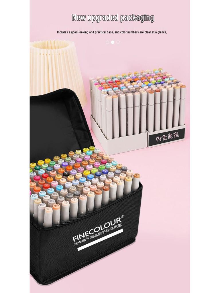 Fakale FINCOLOUR 2nd Gen Double-Ended Alcohol/Oil-Based Marker Pens, 160 Colors for Hand-Painting & Anime Design