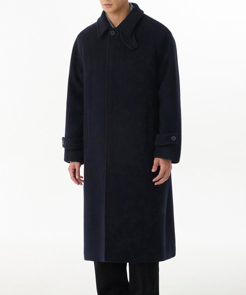 Musinsa Standard Cashmere Blend Oversized Minimal Balmacaan Coat [Navy]