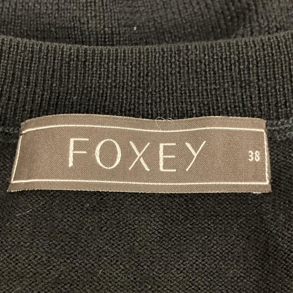 FOXEY 27815 Black wool logo plate cardigan tops 38 blackUsed