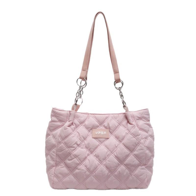 New Large-capacity Cotton Clothing Bag Fashionable Solid Color Simple Diamond Embroidery Thread Shoulder Bag Casual Commuter Hand