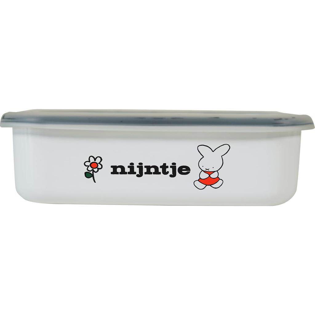 Fuji Enamel Limited Edition Miffy Nine Chest Shallow Container L, White, Enamel Storage Container with Lid