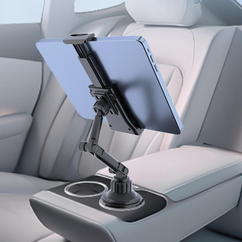 Vehicle Cupholder Tablets Bracket with Expandable Base for Pad 4-12.9inch Devices