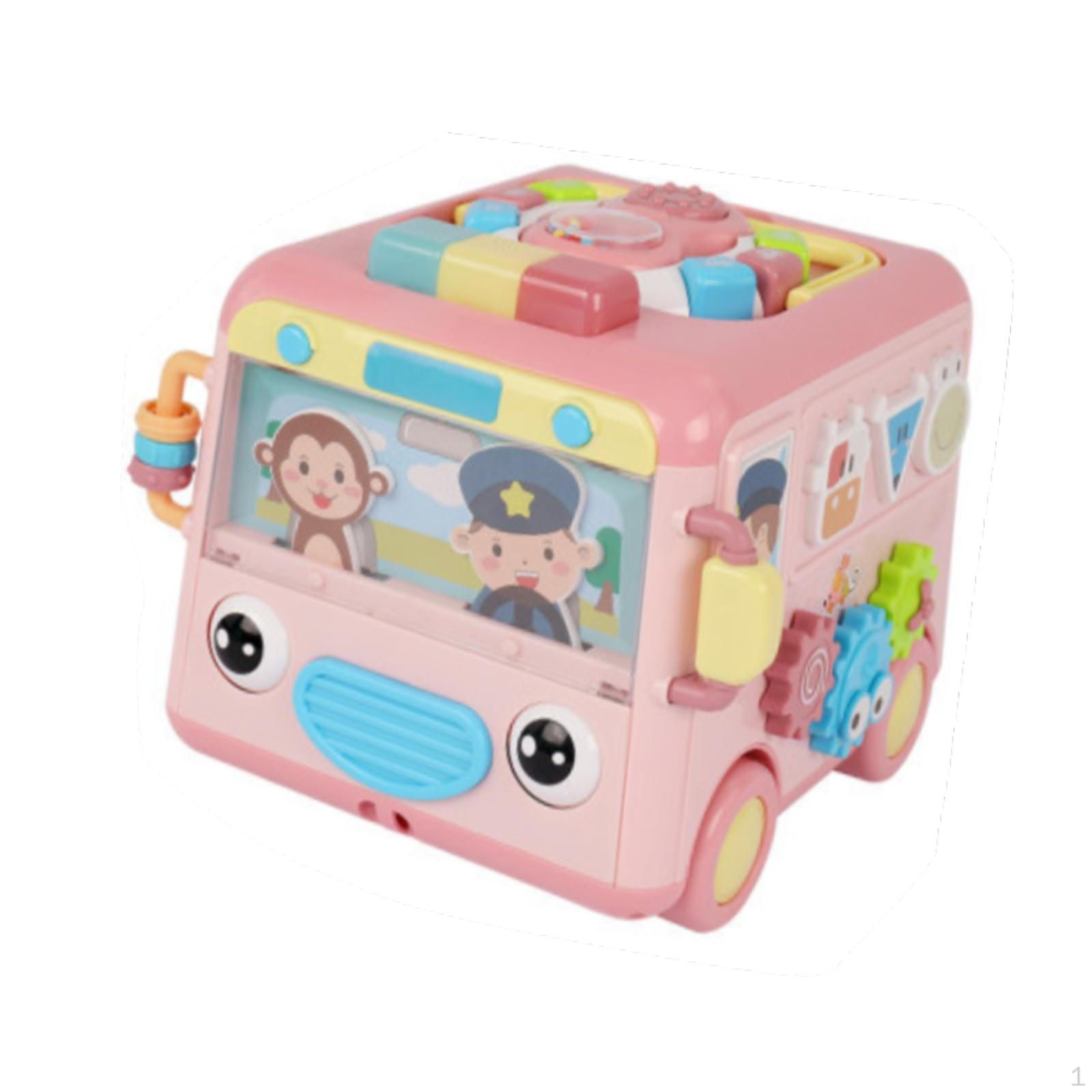 

Детский автобус игрушка развивающая когнитивные способности Монтессори подарок на день рождения розовый